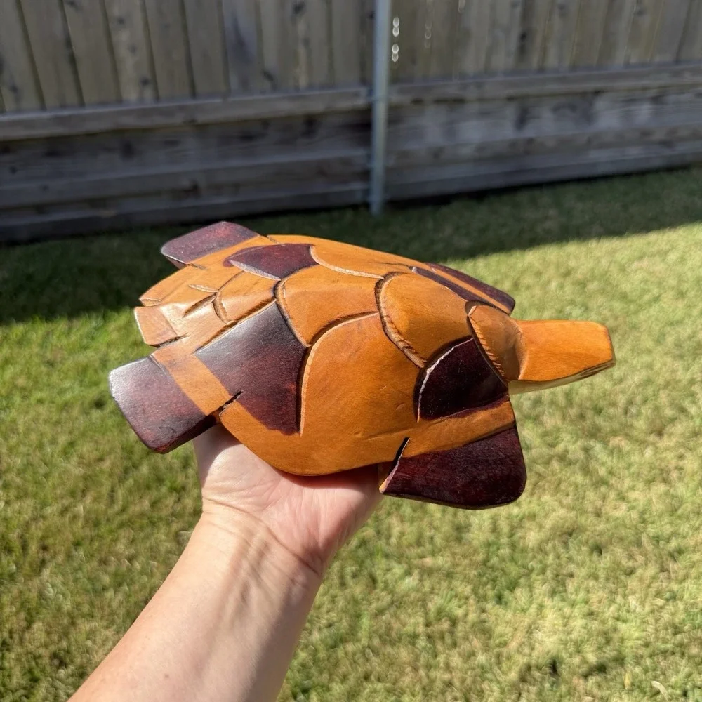 Carved Ironwood Sea Turtle Dark Wood Handmade Figurine Beach Decor